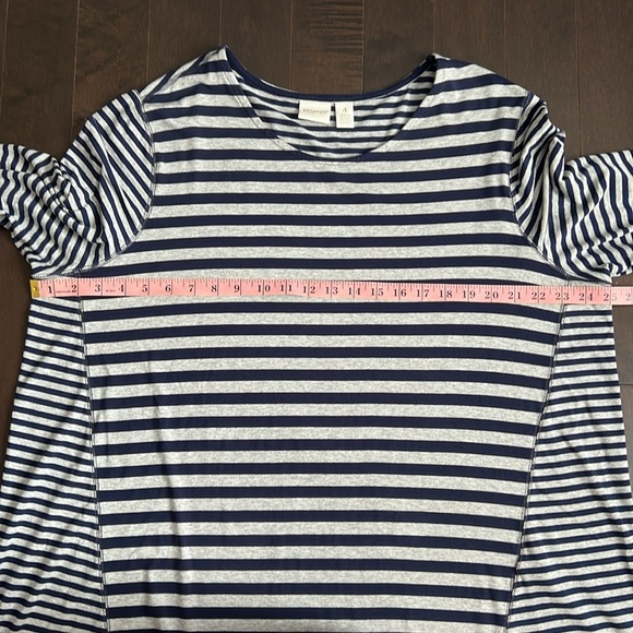 Zenergy by Chicos navy/gray striped tunic 3/4 sleeves Chicos 4/XXL - Picture 5 of 7